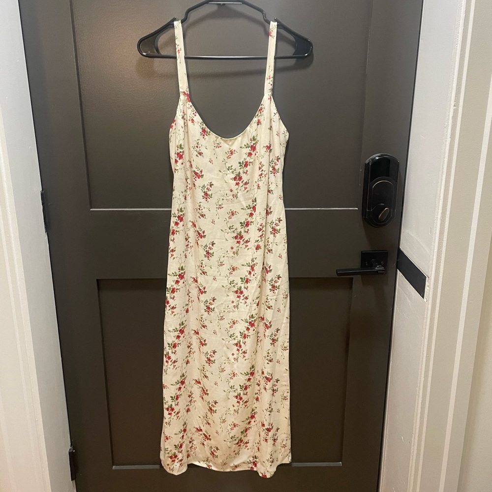 White and red floral midi dress from reformation